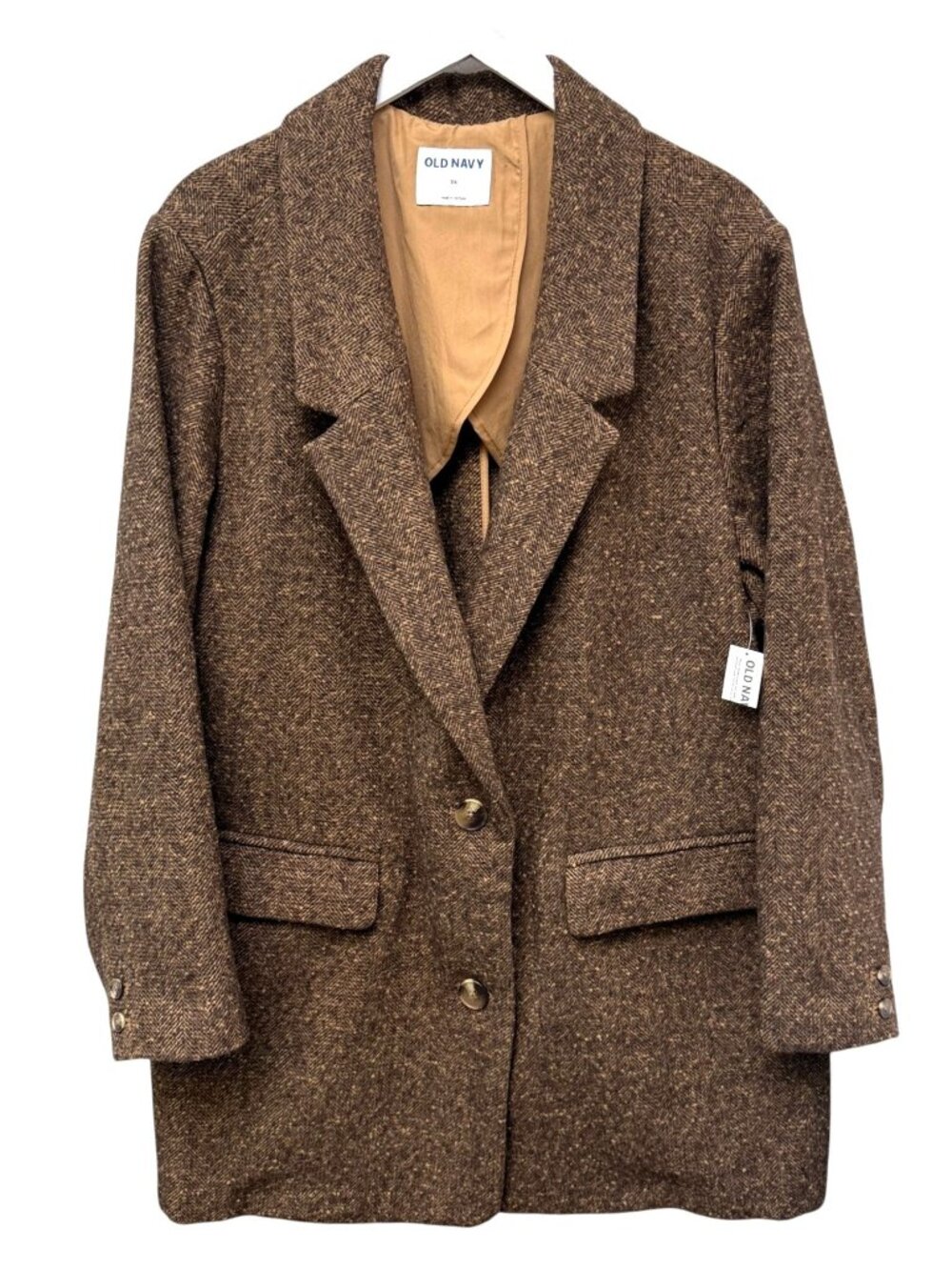 OLD NAVY Womens Jacket Plus Size 3X Soft-Brushed Oversized Blazer Brown Coat